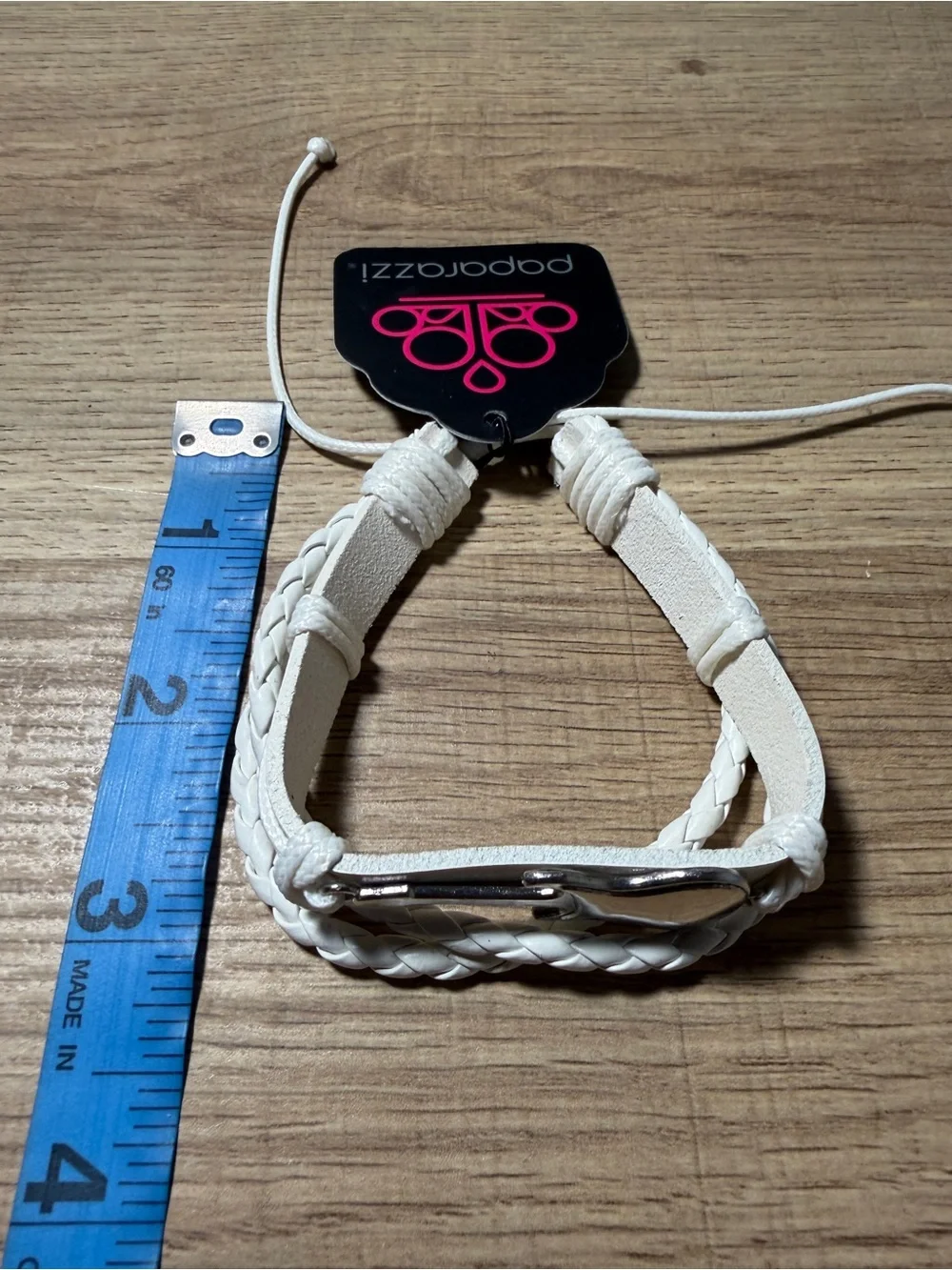 paparazzi White Braided Multi-Strand Adjustable Bracelet